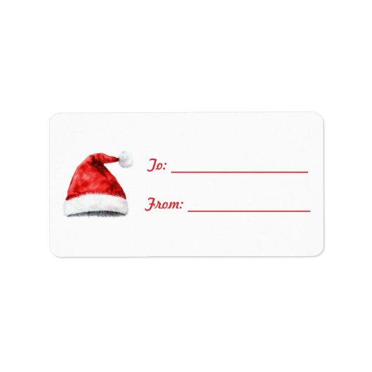 赤と白のサンタ帽子のクリスマス ラベル (正面)