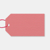 赤と白のシェブロンのパーソナライズされたクリスマス写真 ギフトタグ (裏面横)