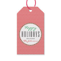 赤と白のシェブロンのパーソナライズされたクリスマス写真