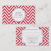 赤と白のシェブロンストライプ美容師カード 予約カード (正面/裏面)