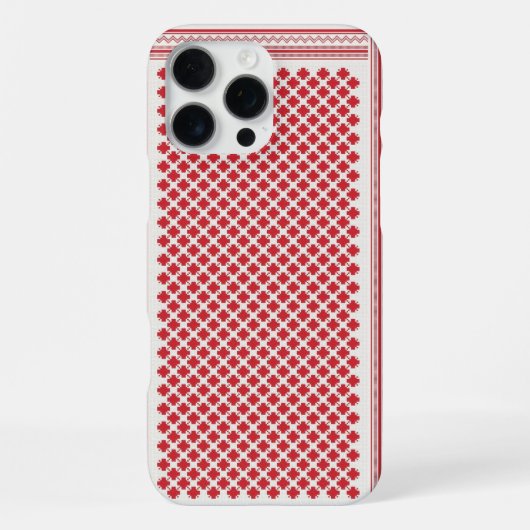 赤と白のシェマグ ケフィーヤ柄 iPhoneケース (裏面)
