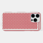 赤と白のシェマグ ケフィーヤ柄 iPhoneケース (裏面横)