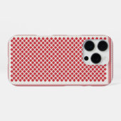 赤と白のシェマグ ケフィーヤ柄 iPhoneケース (裏面横)