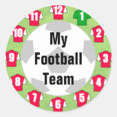 赤と白のシャツを着たサッカーチームのシール ラウンドシール (正面)