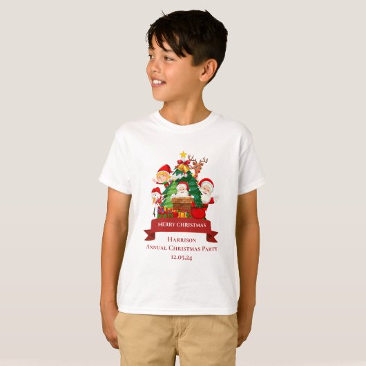 赤と白のシンプルなメリークリスマス Tシャツ (正面フル)