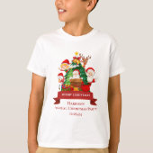 赤と白のシンプルなメリークリスマス Tシャツ (正面)
