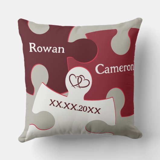 赤と白のジグソーピースが誕生して以来 クッション (裏面)