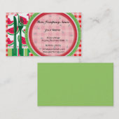 赤と白のスイカのテーブルの設定 名刺 (正面/裏面)