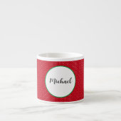 赤と白のスイスのドット6ozの名前 エスプレッソカップ (正面)