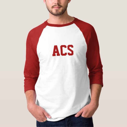 赤と白のスクールカラーと文字 Tシャツ (正面)