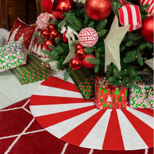 赤と白のスターバーストストライプ ブラッシュドポリエステルツリースカート