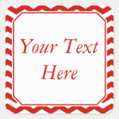 赤と白のステッカーまたはラベルとカスタム文字 スクエアシール (正面)