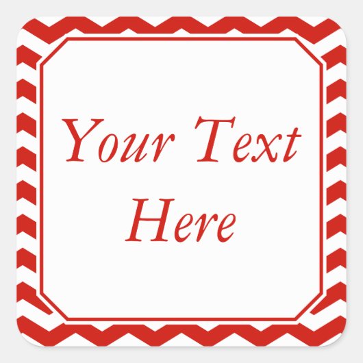 赤と白のステッカーまたはラベルとカスタム文字 スクエアシール (正面)