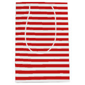 赤と白のストライプなパターン ミディアムペーパーバッグ (正面)