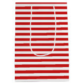 赤と白のストライプなパターン ミディアムペーパーバッグ (裏面)