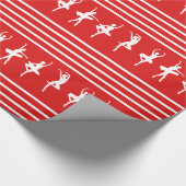 赤と白のストライプのなバレエダンサーのクリスマス ラッピングペーパー (角)