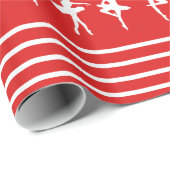 赤と白のストライプのなバレエダンサーのクリスマス ラッピングペーパー (ロールコーナー)