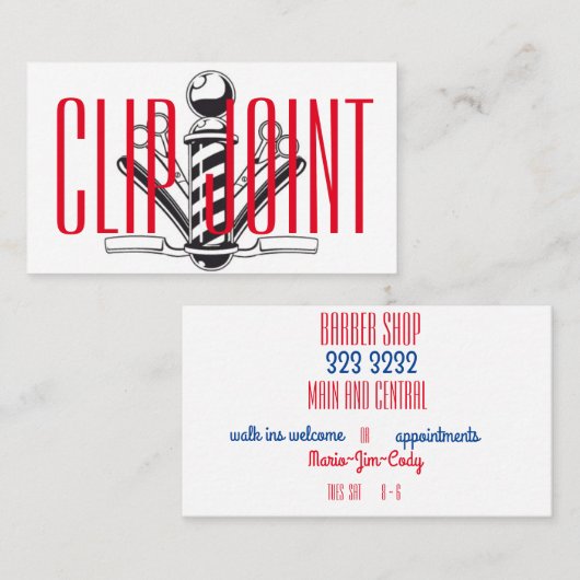 赤と白のストライプのなw/BarberPoleのまっすぐなかみそり 名刺 (正面/裏面)