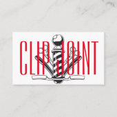 赤と白のストライプのなw/BarberPoleのまっすぐなかみそり 名刺 (正面)