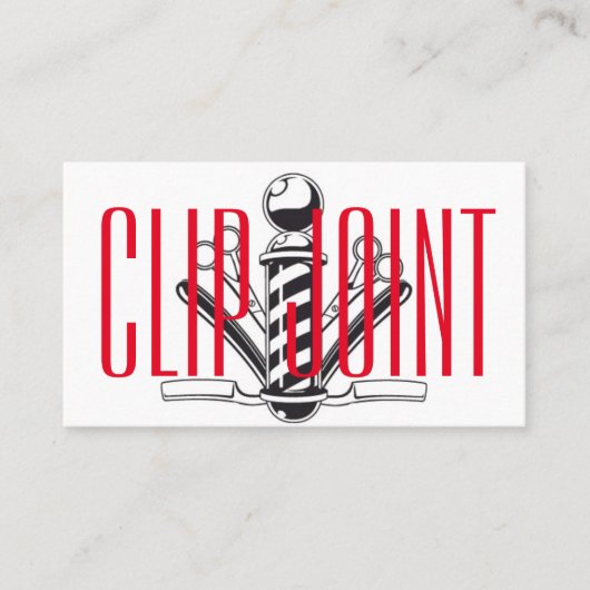 赤と白のストライプのなw/BarberPoleのまっすぐなかみそり 名刺 (正面)