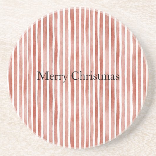 赤と白のストライプのクリスマス コースター (正面)