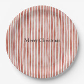 赤と白のストライプのクリスマス ペーパープレート (正面)