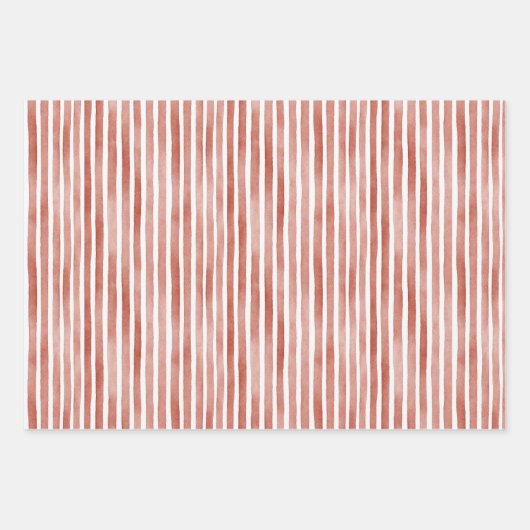 赤と白のストライプのクリスマス ラッピングペーパーシート (正面)
