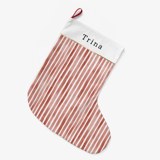赤と白のストライプのクリスマス ラージクリスマスストッキング (正面 (吊り時))