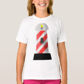 赤と白のストライプの灯台 Tシャツ (正面)