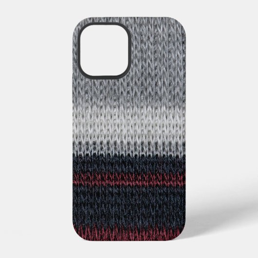 赤と白のストライプの編み物の毛糸 iPhoneケース (裏面)