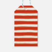 赤と白のストライプ質感のあるクリスマスの休日 ギフトタグ (正面)