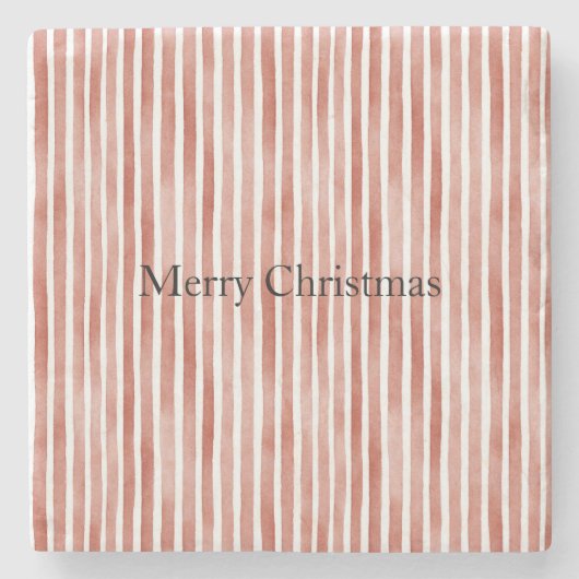 赤と白のストライプ クリスマス ストーンコースター (正面)