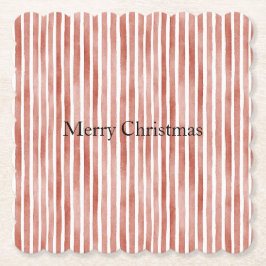 赤と白のストライプ クリスマス ペーパーコースター