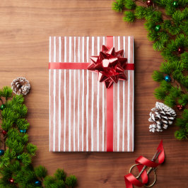 赤と白のストライプ クリスマス ラッピングペーパー