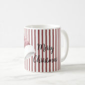 赤と白のストライプ サンタ帽子 クリスマス コーヒーマグカップ (正面右)