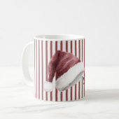 赤と白のストライプ サンタ帽子 クリスマス コーヒーマグカップ (正面左)
