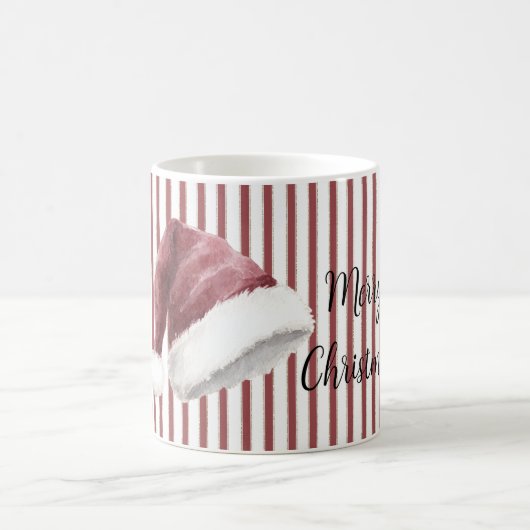 赤と白のストライプ サンタ帽子 クリスマス コーヒーマグカップ (中央)
