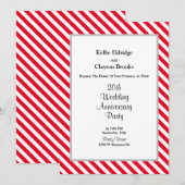 赤と白のストライプ 結婚記念日パーティー 招待状 (正面/裏面)