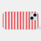 赤と白のストライプ iPhone 15ケース (裏面横)
