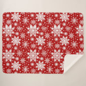 赤と白のスノーフレークのクリスマスクラシックパターン シェルパブランケット (正面(横))