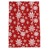 赤と白のスノーフレークのシームレスなパターン ミディアムペーパーバッグ (裏面)