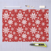 赤と白のスノーフレークのシームレスなパターン 薄葉紙 (クラフト)