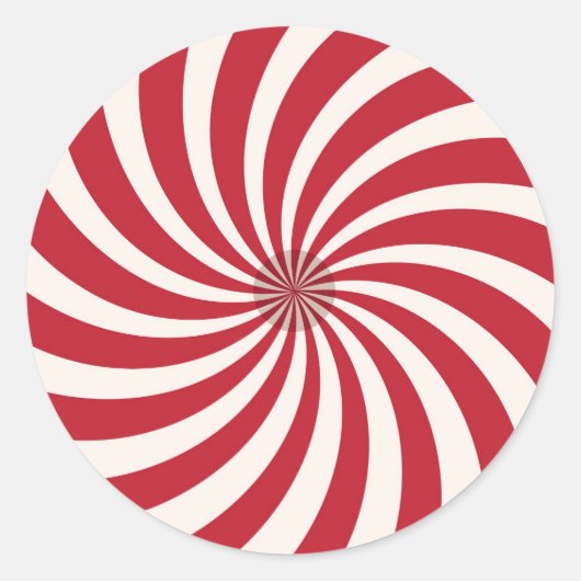 赤と白のスパイラル ヴィンテージ クリスマス シール (正面)