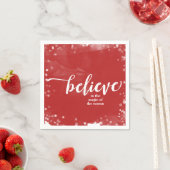 赤と白のスパークル信じスクリスマス スタンダードカクテルナプキン (インサイチュ)