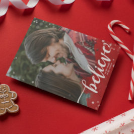 赤と白のスパークル Believe in the Magic クリスマス 招待状