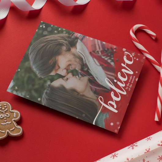 赤と白のスパークル Believe in the Magic クリスマス 招待状