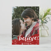 赤と白のスパークル Believe in the Magic クリスマス 招待状 (スタンド正面)