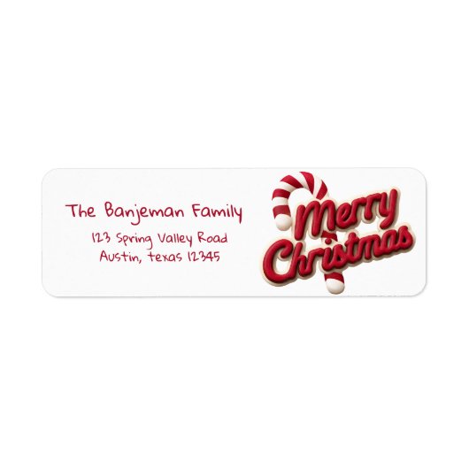赤と白のタイポグラフィ メリークリスマス ラベル (正面)