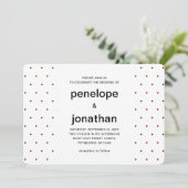 赤と白のタイムレスな結婚式ドット 招待状 (スタンド正面)