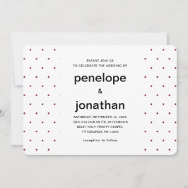 赤と白のタイムレスな結婚式ドット 招待状